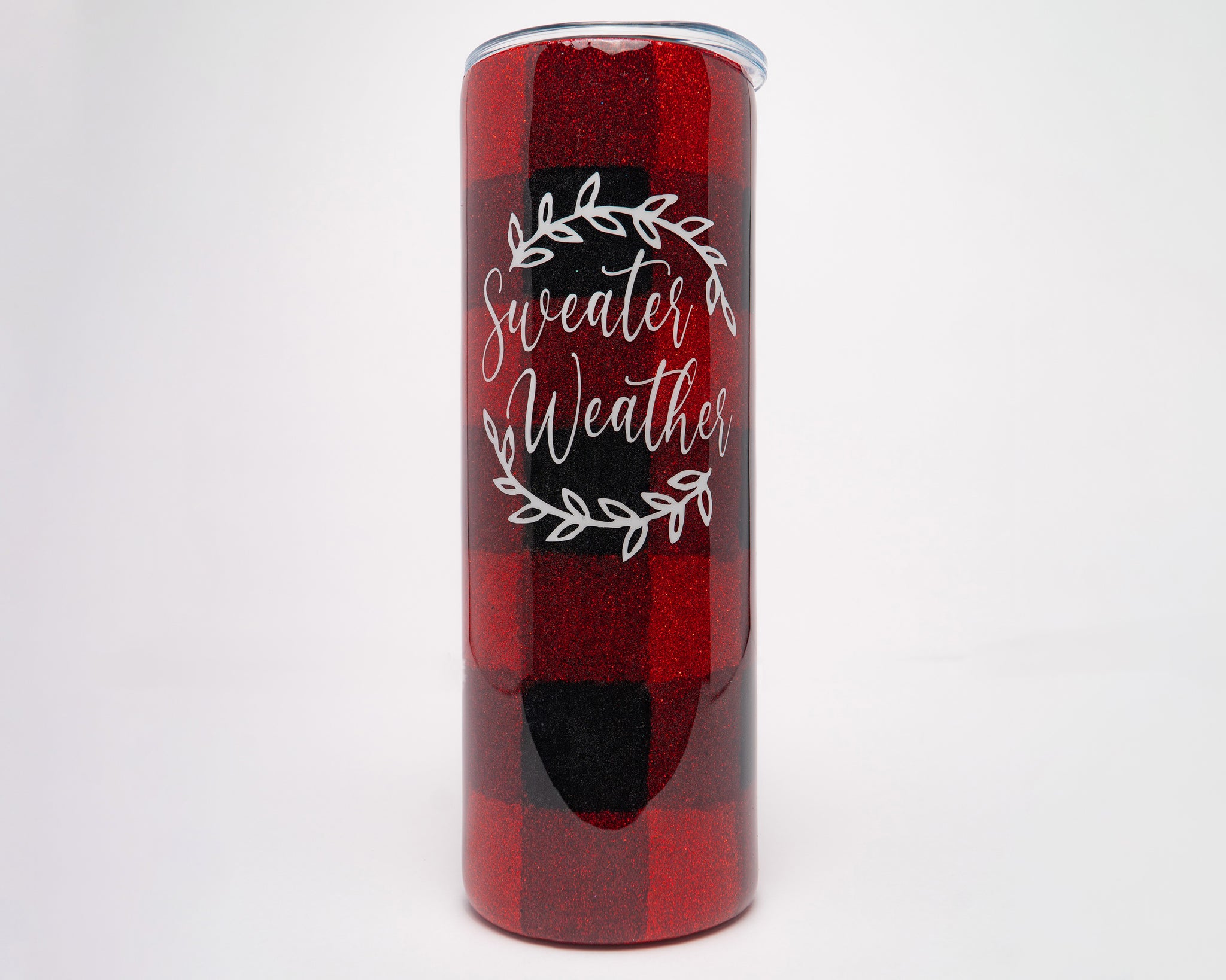 Red Plaid Glitter Tumbler